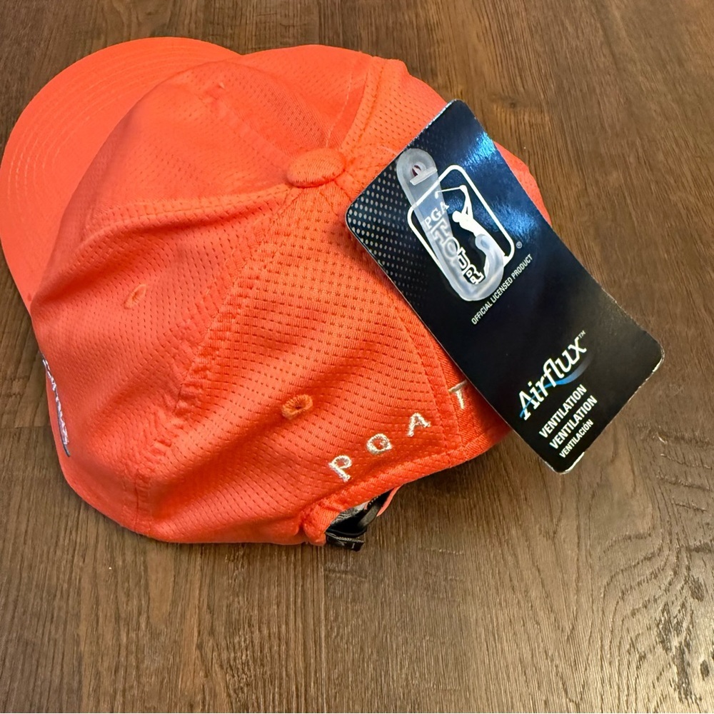 PGA Tour Airflux Neon Orange Golf Hat NWT Adjustable Ventilated - Picture 2 of 5